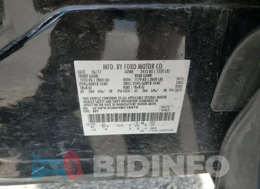 2FMPK3G90HBC16919 Photo# 13