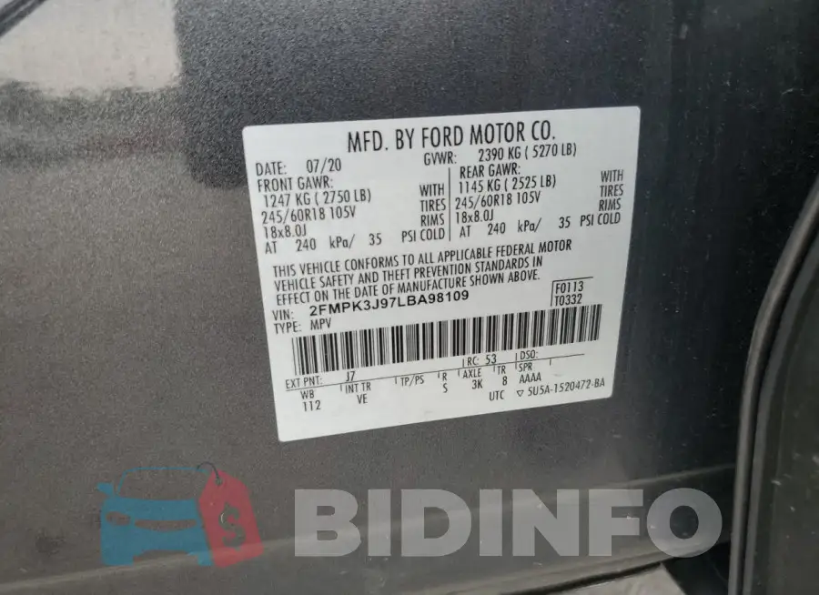2FMPK3J97LBA98109 Photo# 12