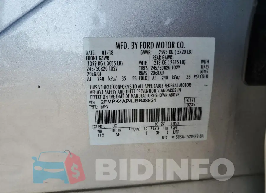 2FMPK4AP4JBB48921 Photo# 13