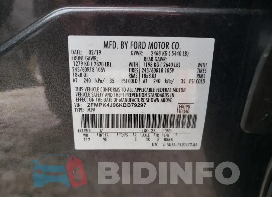 2FMPK4J96KBB79297 Photo# 14