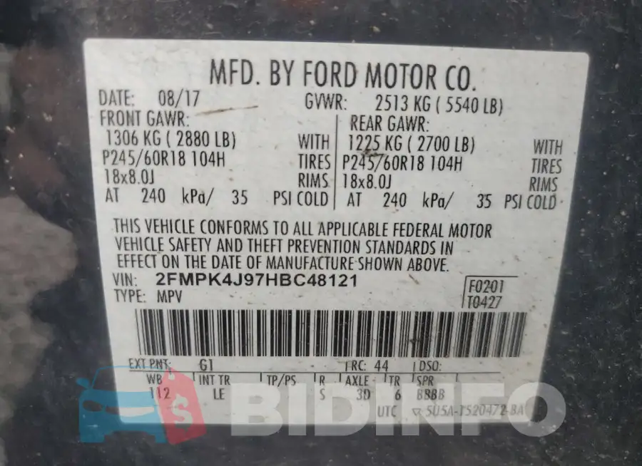 2FMPK4J97HBC48121 Photo# 13