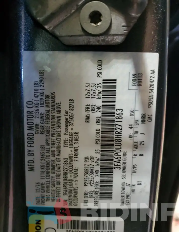 3FA6P0LU8HR271863 Photo# 13