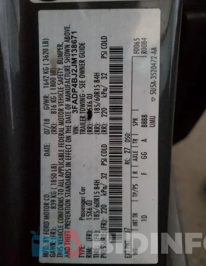 3FADP4BJ2JM138671 Photo# 12