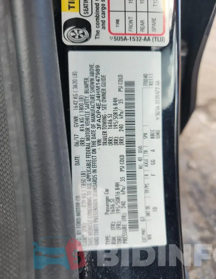 3FADP4EJ4HM147989 Photo# 12