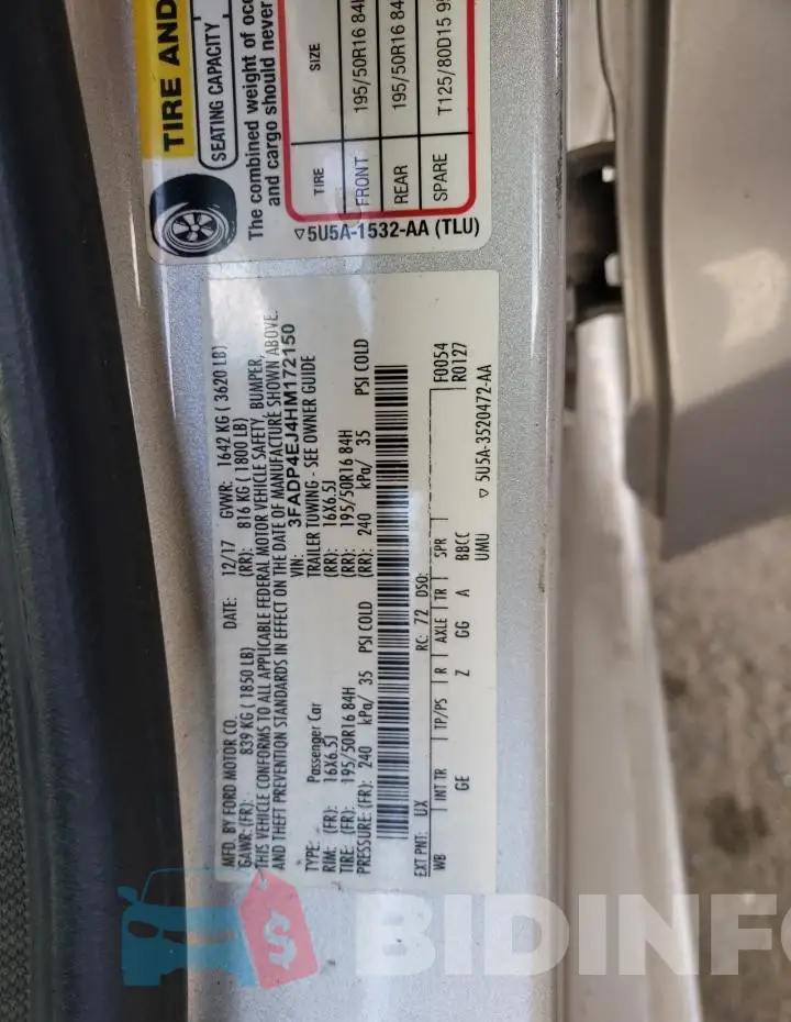 3FADP4EJ4HM172150 Photo# 12