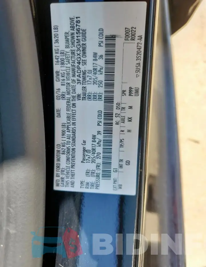 3FADP4GX3GM156781 Photo# 12