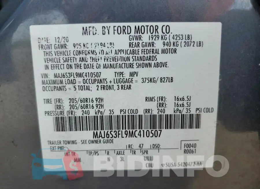 MAJ6S3FL9MC410507 Photo# 13
