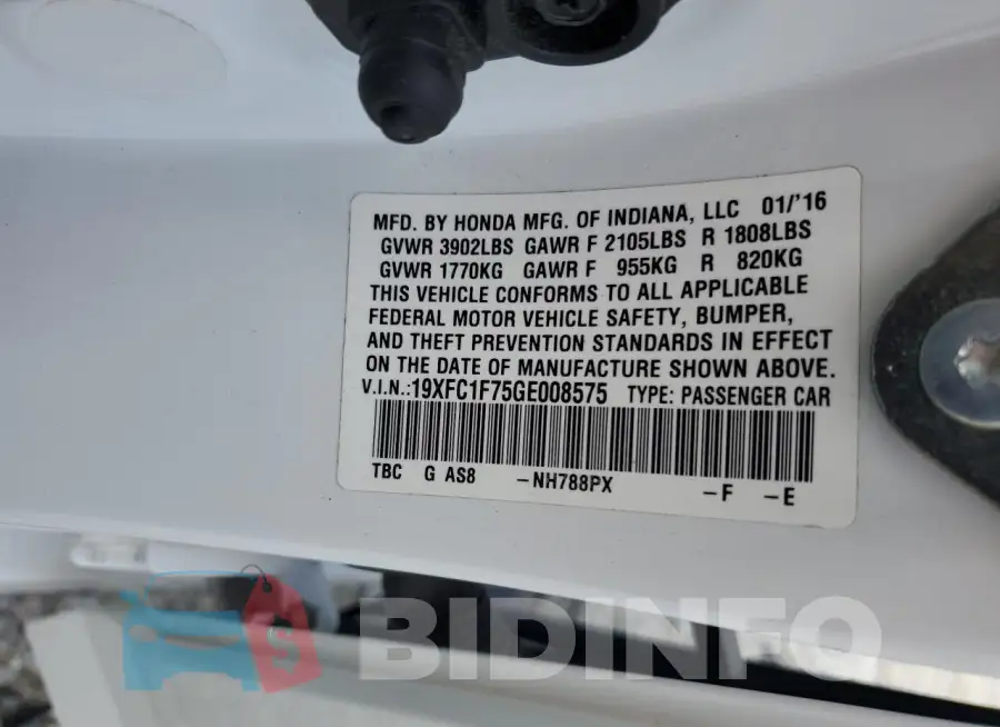 19XFC1F75GE008575 Photo# 13