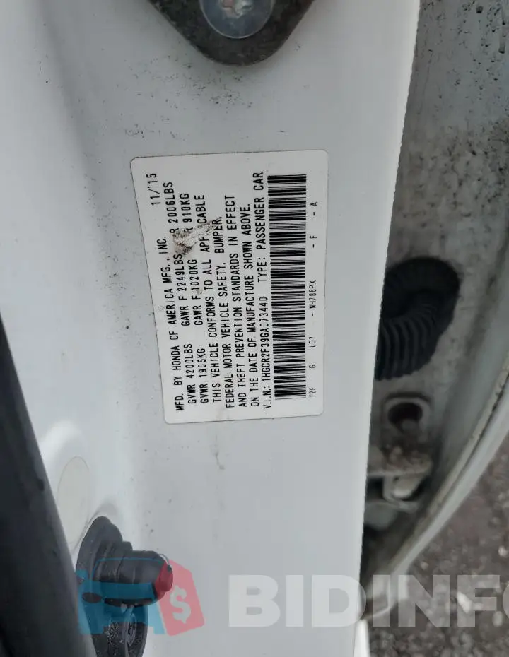 1HGCR2F39GA073440 Photo# 12