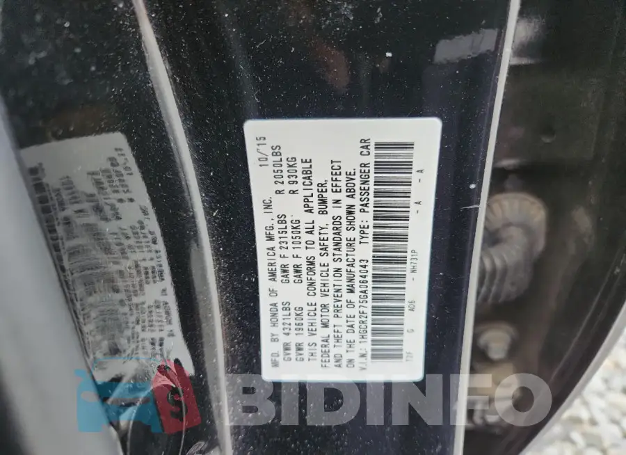 1HGCR2F75GA064043 Photo# 12