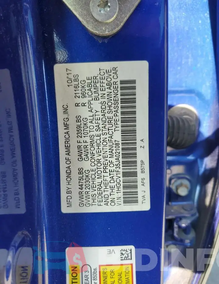 1HGCV1F35JA021087 Photo# 12