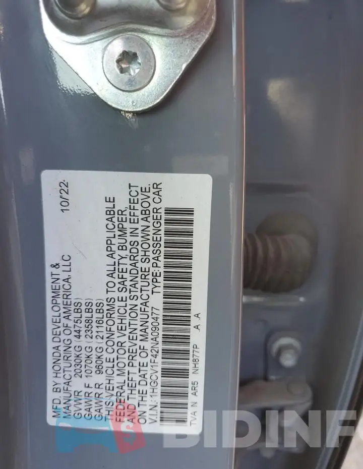 1HGCV1F42NA090477 Photo# 12