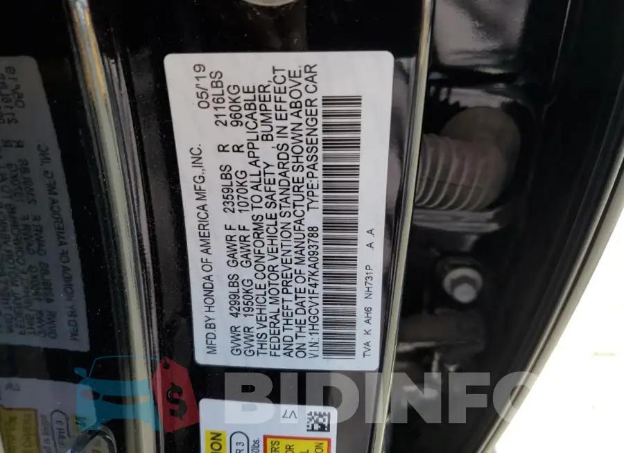 1HGCV1F47KA093788 Photo# 12