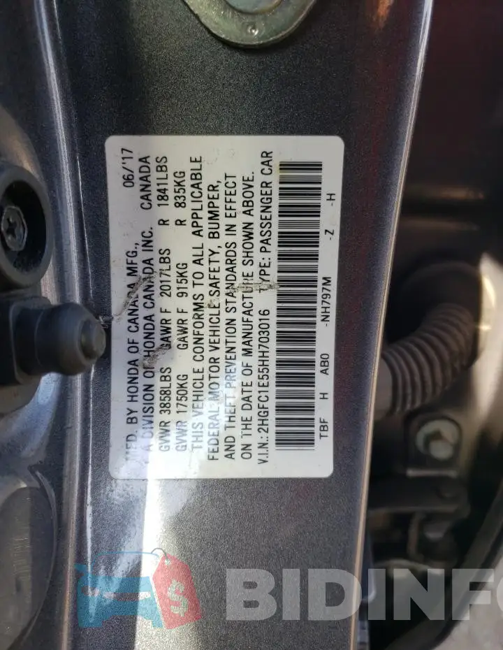 2HGFC1E55HH703016 Photo# 13