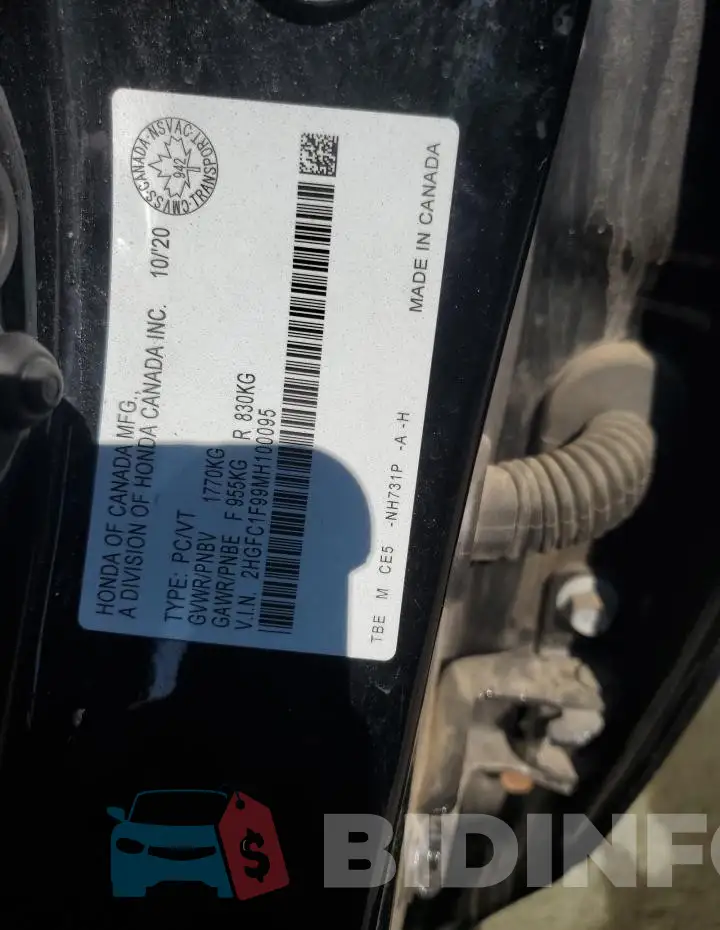 2HGFC1F99MH100095 Photo# 12