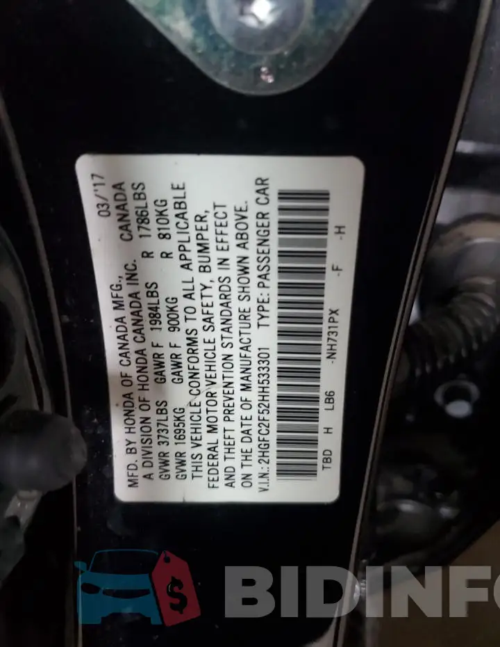 2HGFC2F52HH533301 Photo# 12