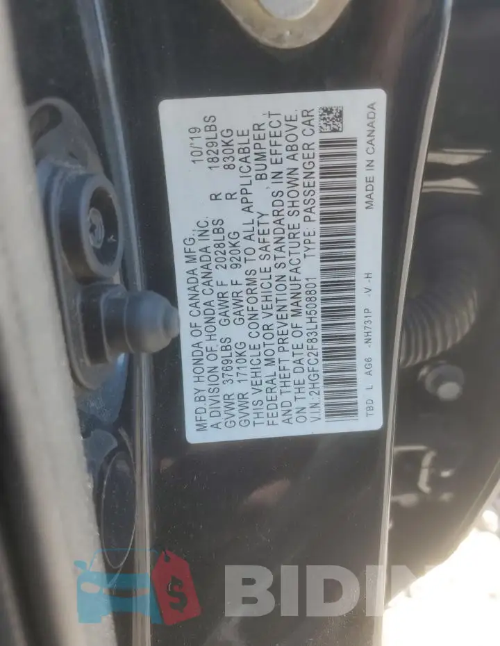 2HGFC2F83LH508801 Photo# 12