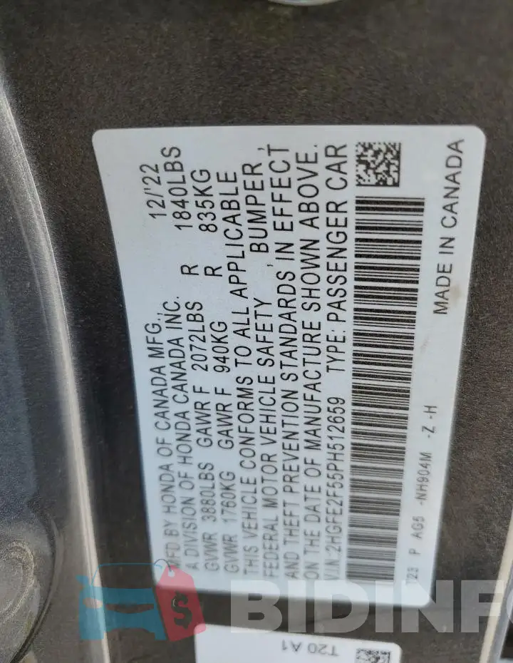 2HGFE2F55PH512659 Photo# 12