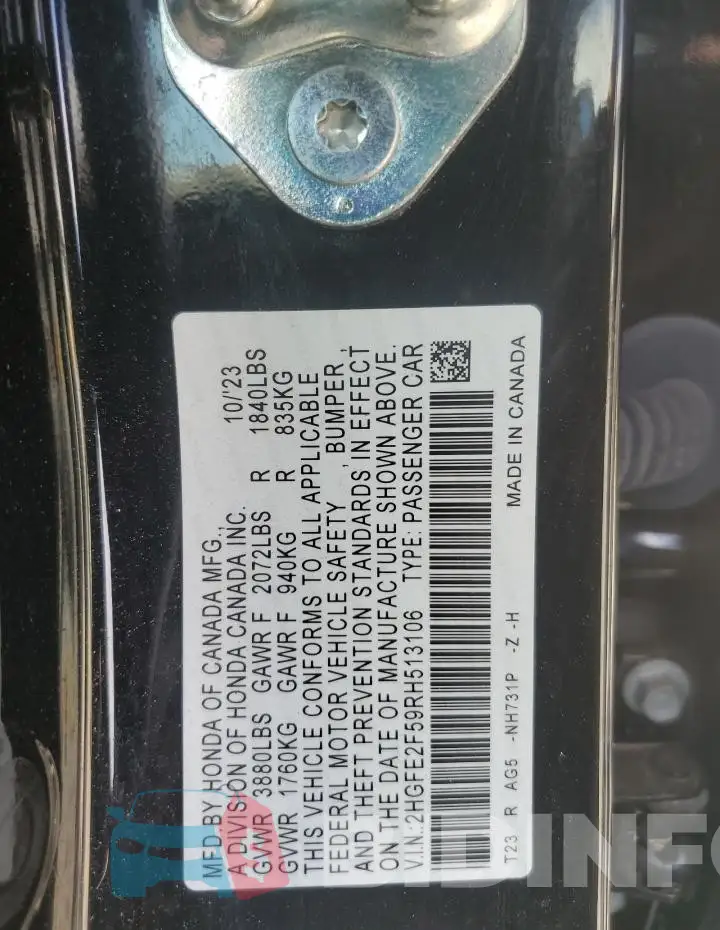 2HGFE2F59RH513106 Photo# 12
