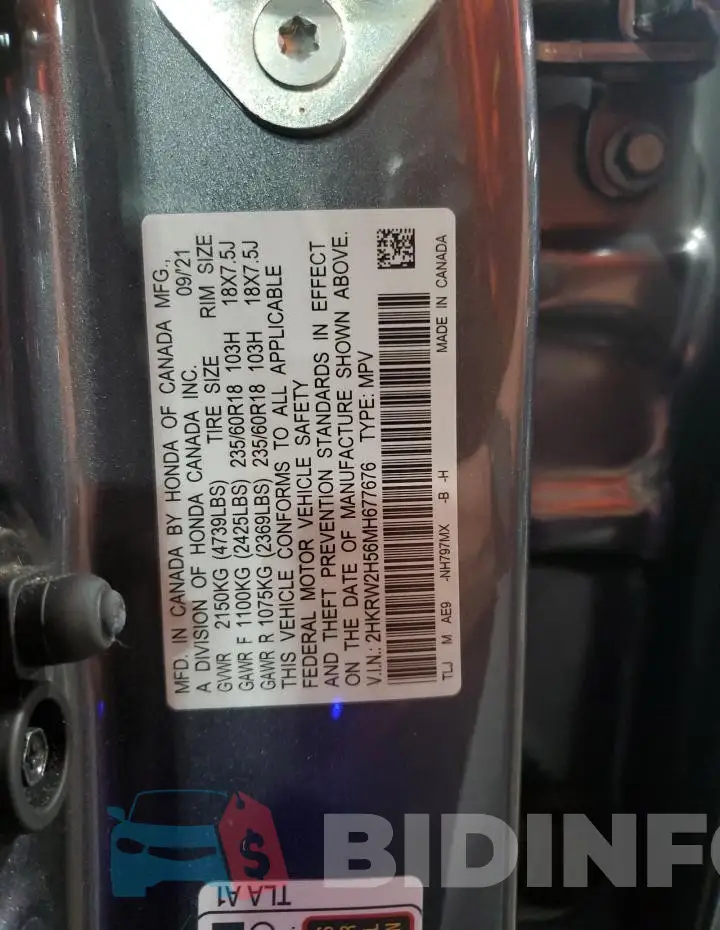 2HKRW2H56MH677676 Photo# 14