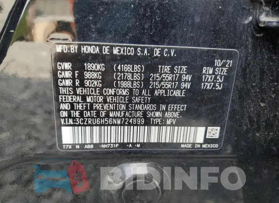 3CZRU6H56NM724899 Photo# 14