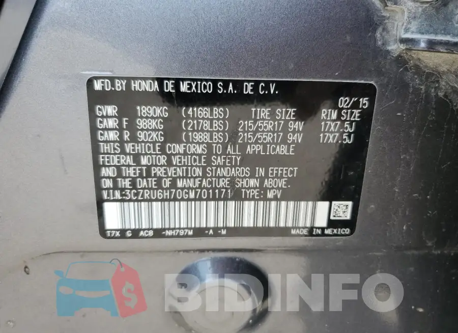 3CZRU6H70GM701171 Photo# 13