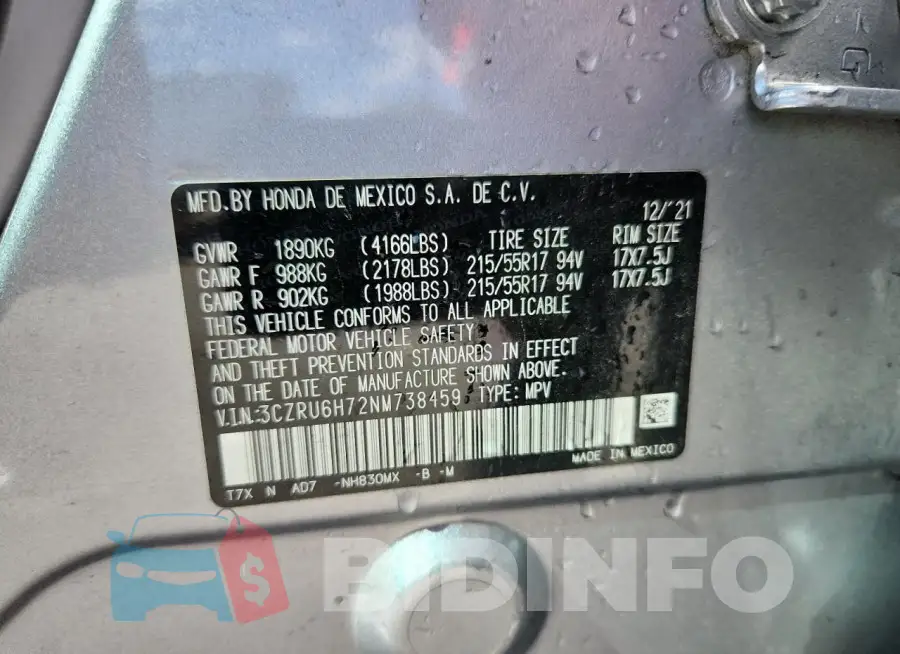 3CZRU6H72NM738459 Photo# 13