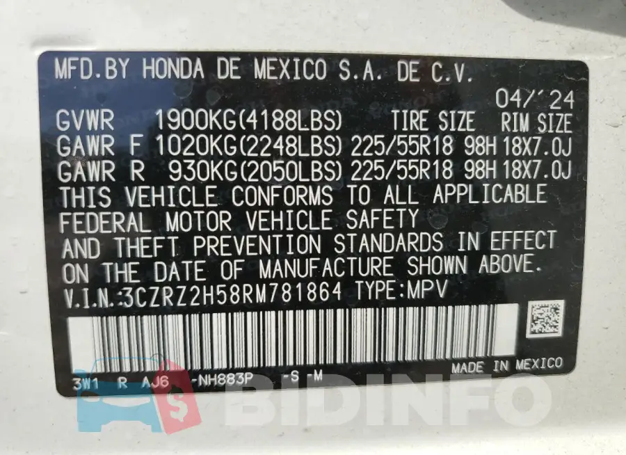 3CZRZ2H58RM781864 Photo# 14