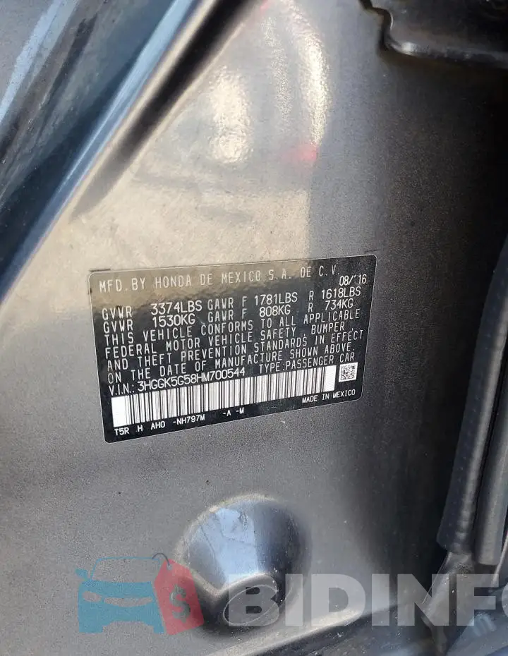3HGGK5G58HM700544 Photo# 12