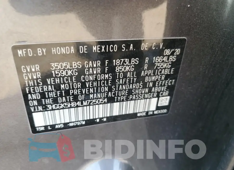 3HGGK5H84LM725054 Photo# 12