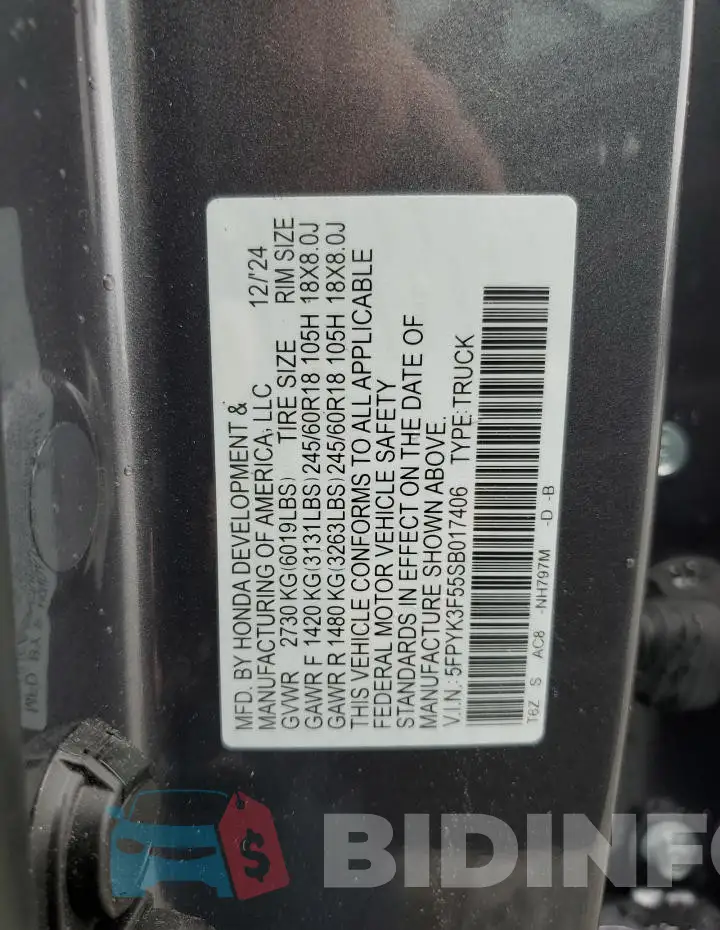 5FPYK3F55SB017406 Photo# 12