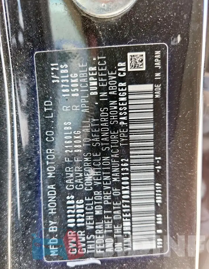 JHMFE1F70NX001362 Photo# 13