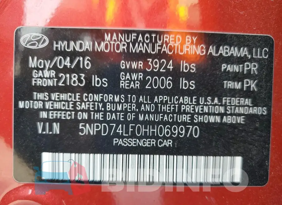 5NPD74LF0HH069970 Photo# 12