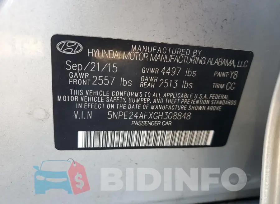 5NPE24AFXGH308848 Photo# 12