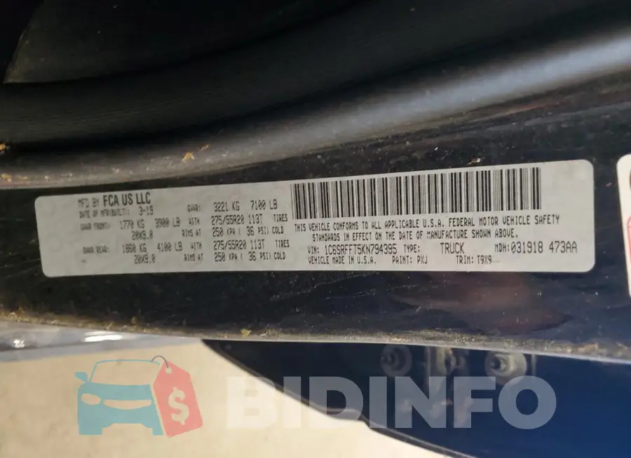 1C6SRFFT5KN794395 Photo# 12