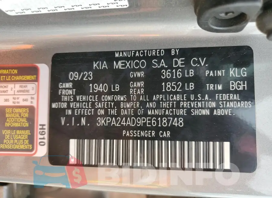 3KPA24AD9PE618748 Photo# 13