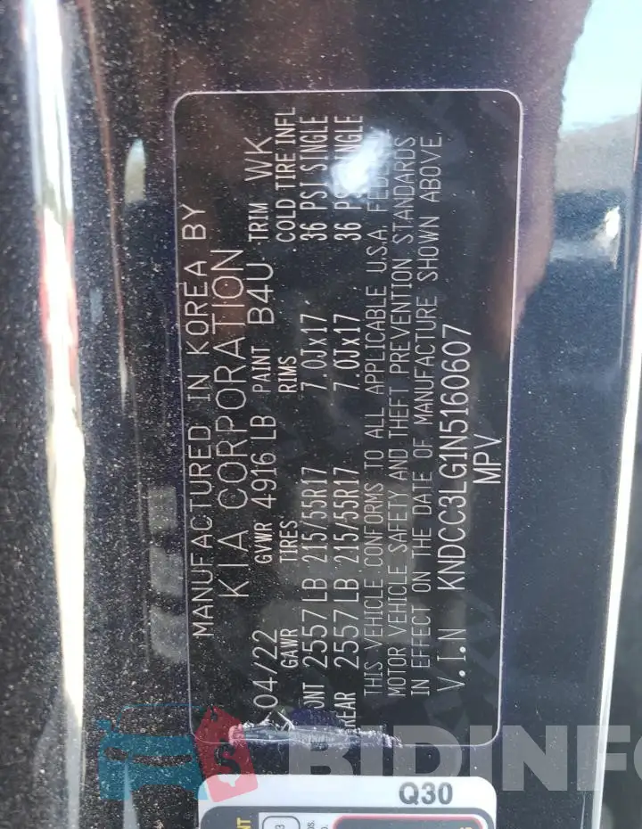 KNDCC3LG1N5160607 Photo# 13