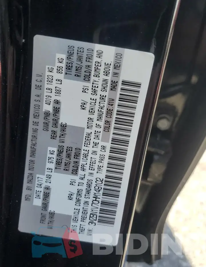 3MZBN1V70HM149102 Photo# 12