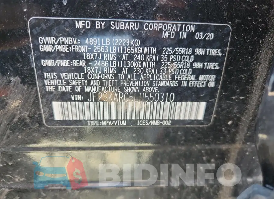 JF2SKARC5LH550310 Photo# 13