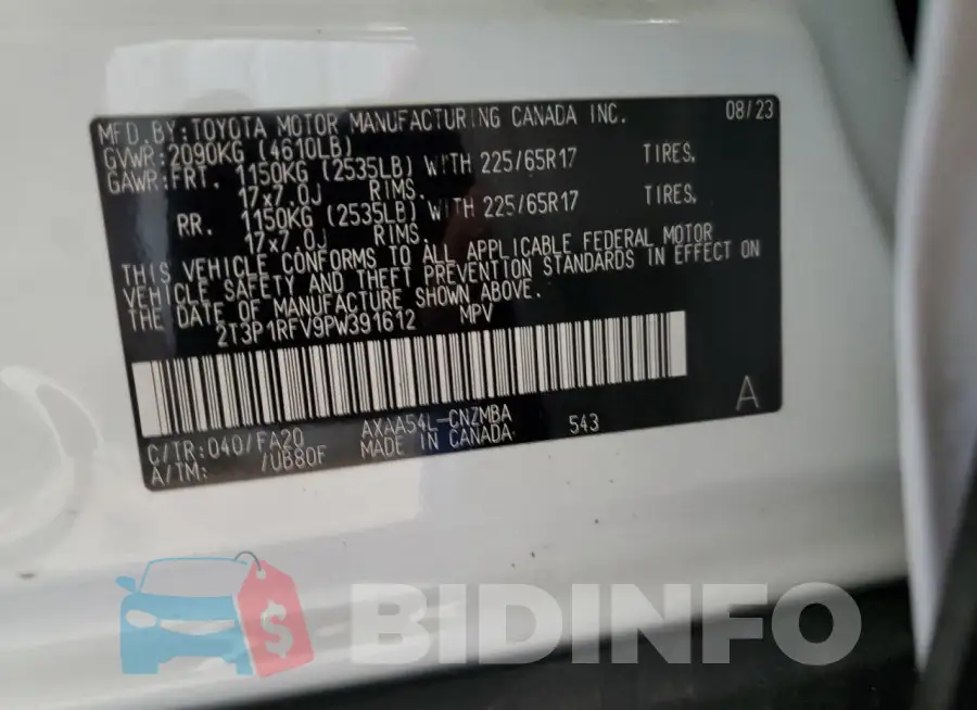 2T3P1RFV9PW391612 Photo# 14