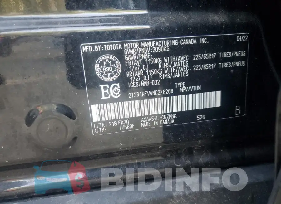 2T3R1RFV4NC278268 Photo# 13