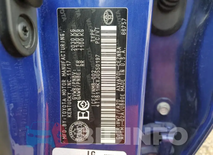 4T1B11HKXJU550197 Photo# 12