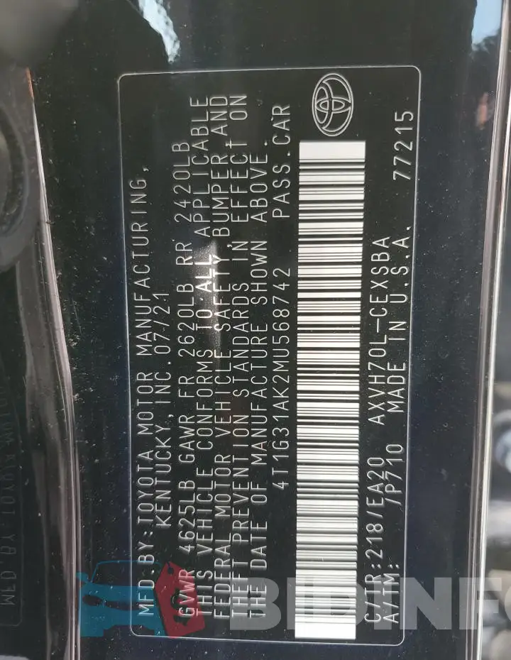 4T1G31AK2MU568742 Photo# 12