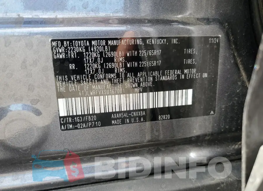 4T3LWRFVXSU167001 Photo# 13
