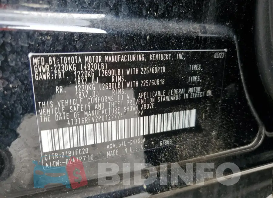 4T3T6RFV2PU122724 Photo# 14