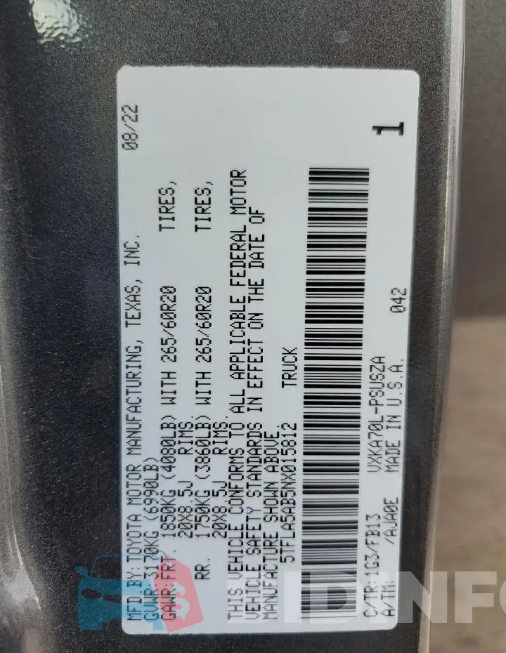 5TFLA5AB5NX015812 Photo# 13