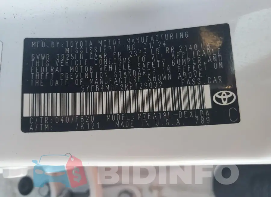 5YFB4MDE2RP129032 Photo# 12