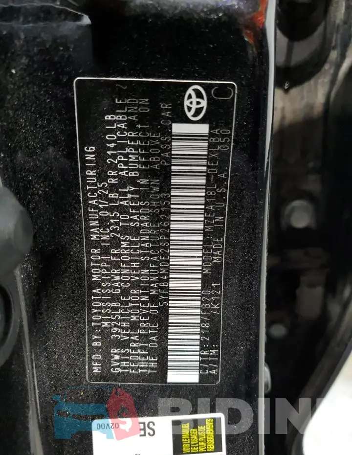 5YFB4MDE2SP262153 Photo# 13