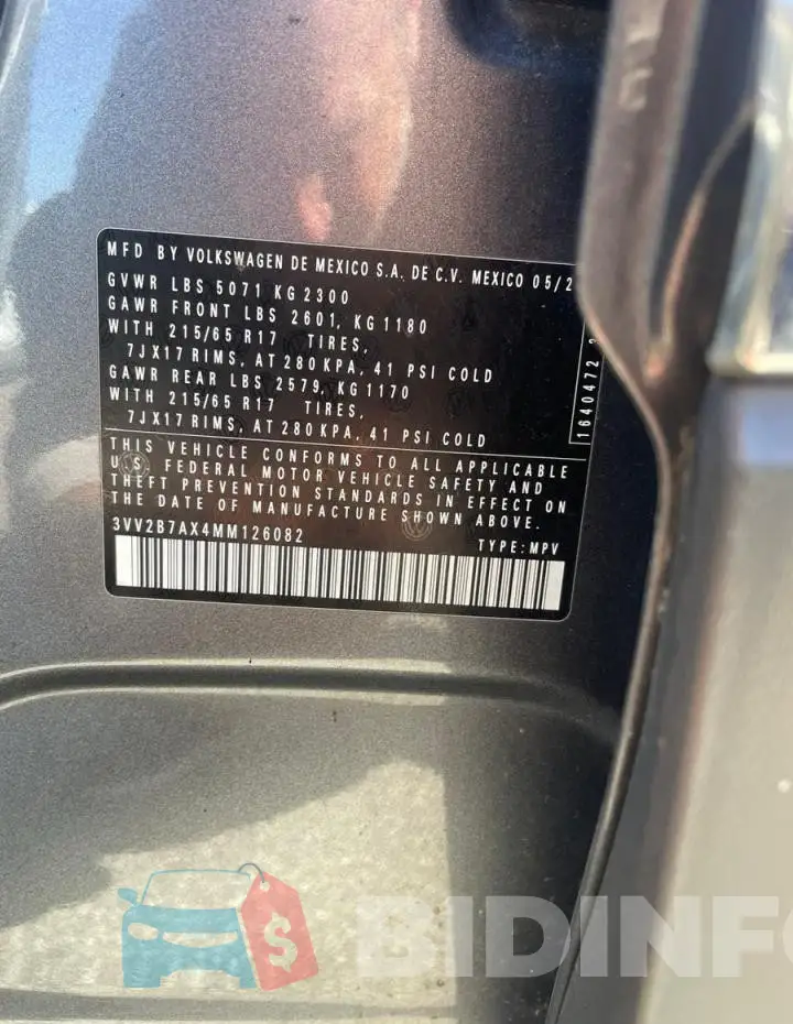 3VV2B7AX4MM126082 Photo# 10