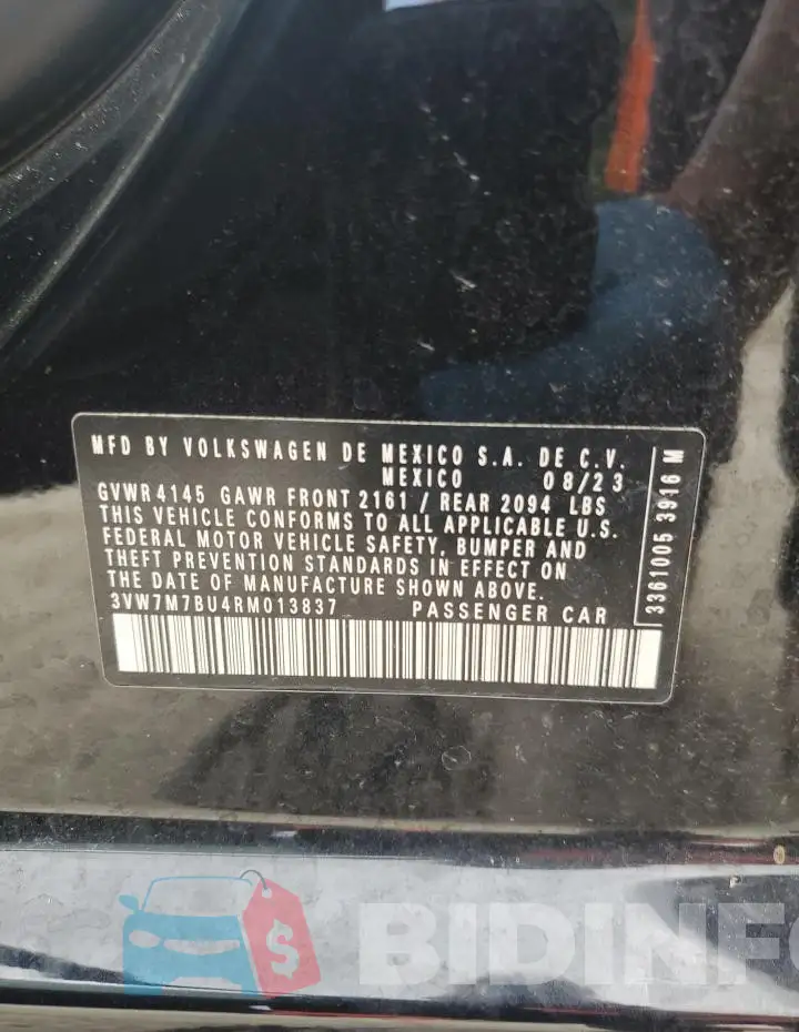 3VW7M7BU4RM013837 Photo# 12
